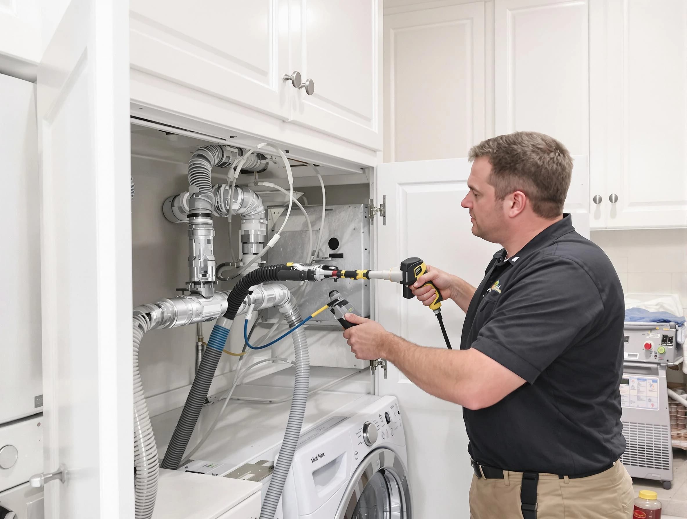 Manchester Dryer Vent Cleaning professional removing severe blockage from a clogged dryer vent in Manchester