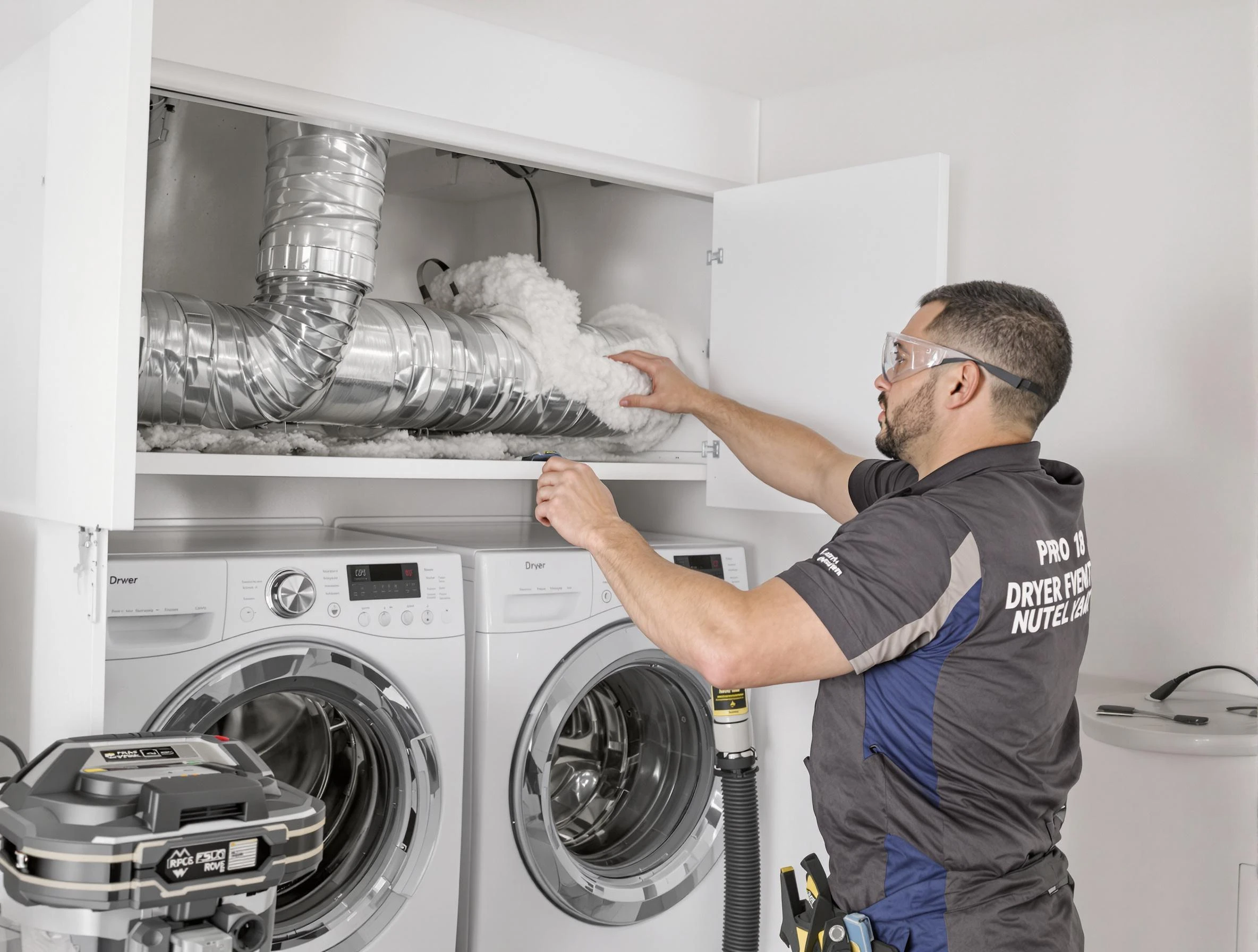 Manchester Dryer Vent Cleaning certified technician performing specialized gas dryer vent cleaning in Manchester